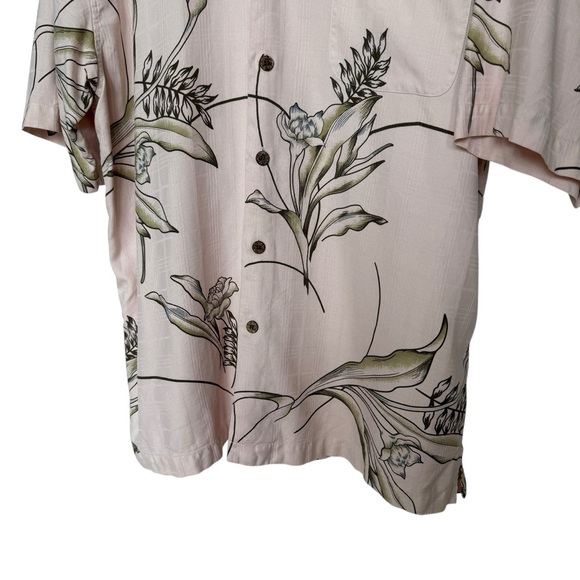 Hilo Hattie Men's XL Pink Floral Hawaiian Silk Shirt Short Sleeve 100% Silk - Picture 2 of 11